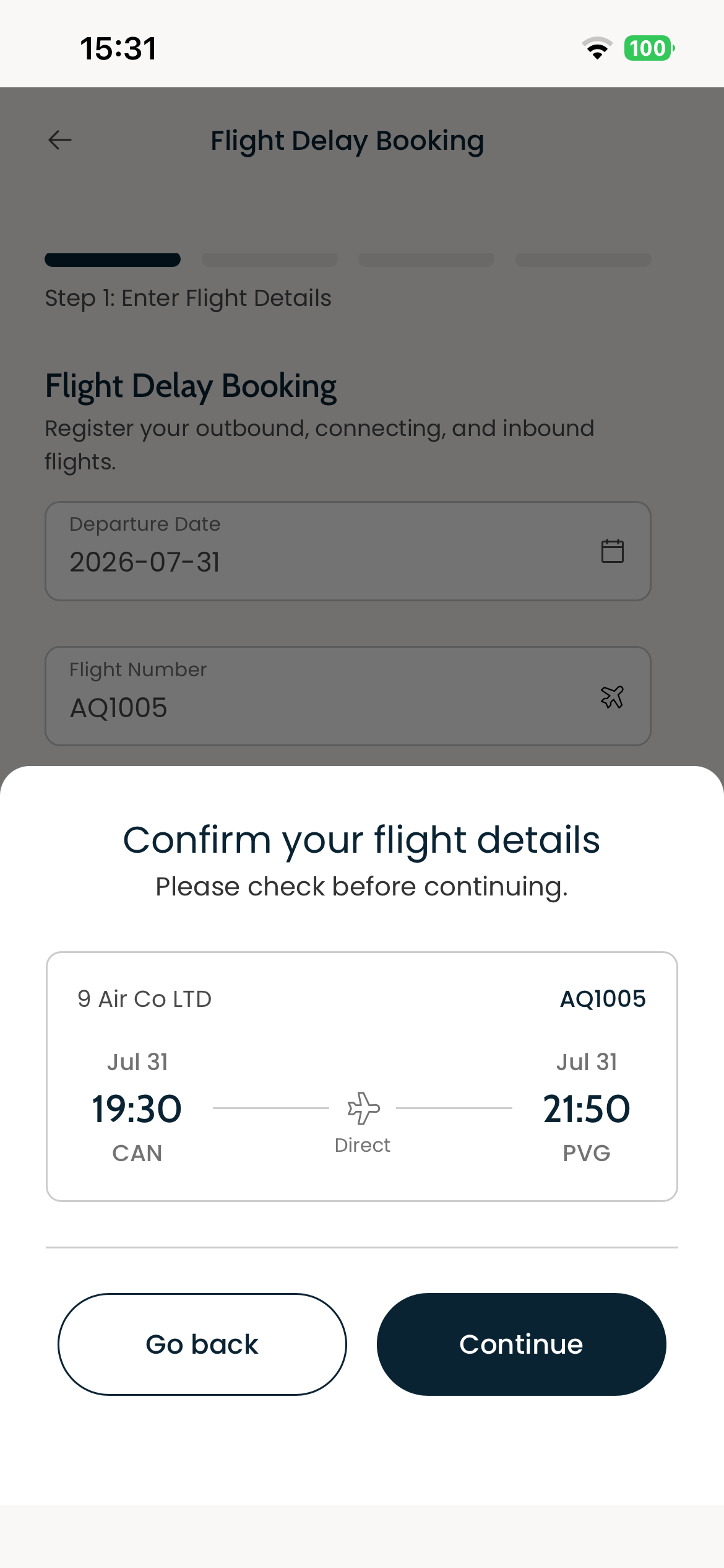 Flight Delay flow step 5